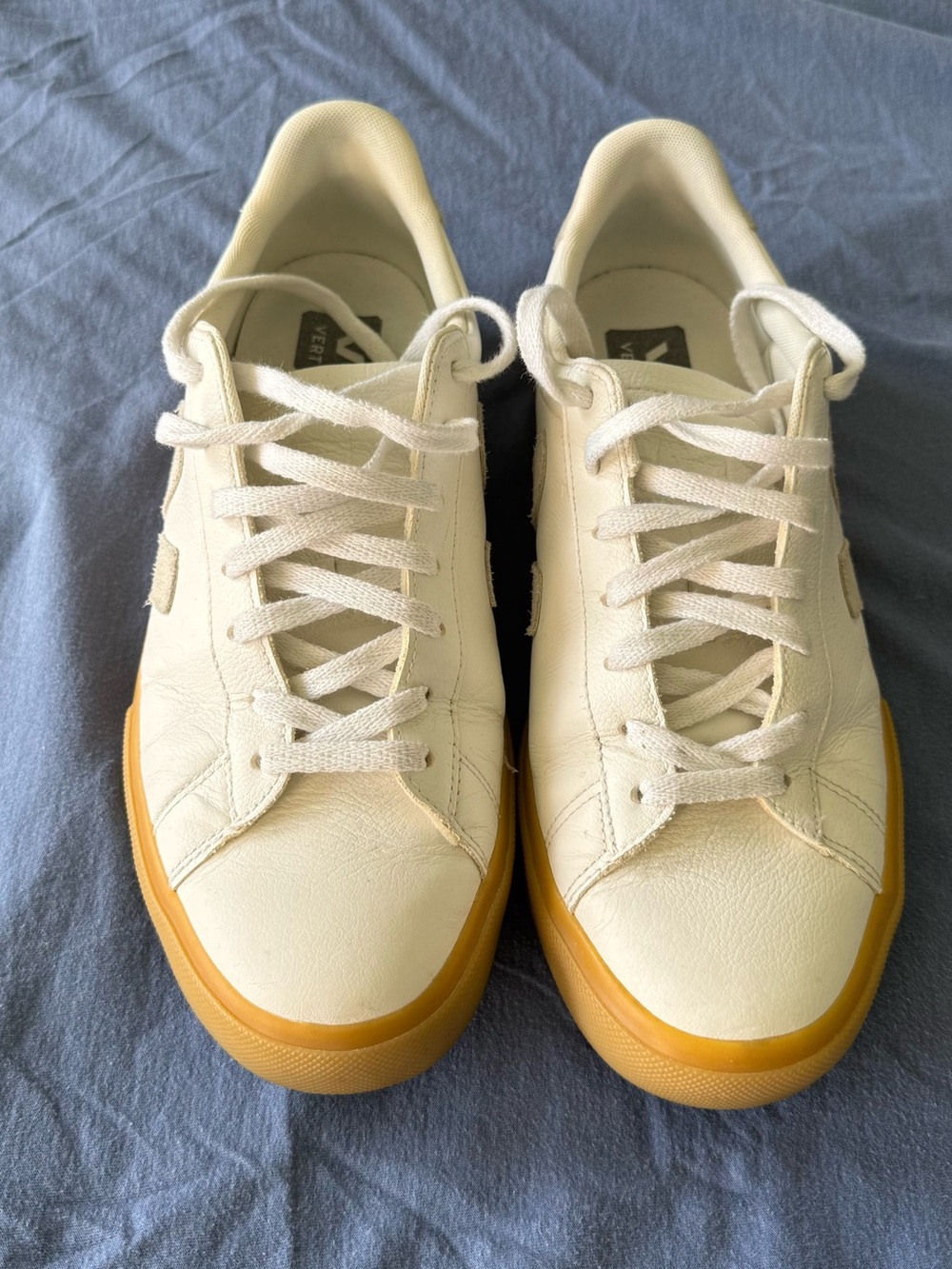 Veja - White Leather Sneakers with Gum Sole